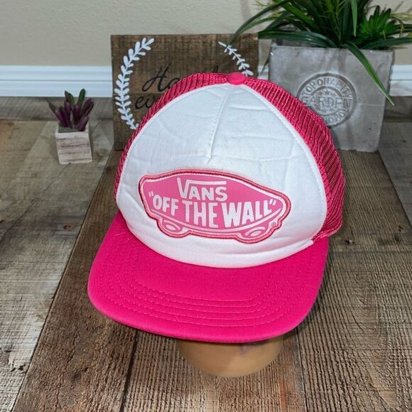 Vans Off The Wall Classic Patch Pink Snapback Mesh Trucker Hat Cap - Picture 5 of 6